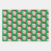 顔パーソナライズされたサンタハットクリスマス ラッピングペーパーシート (正面2)