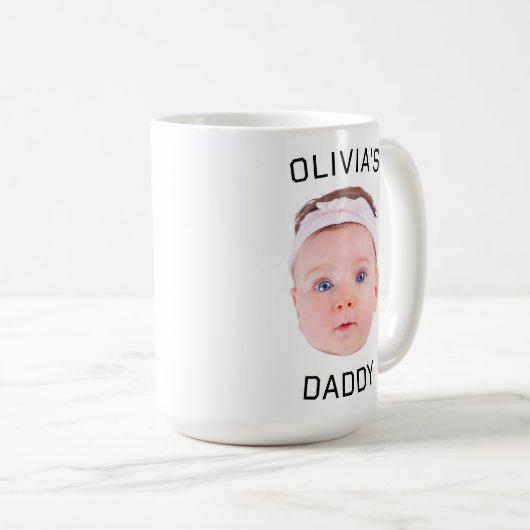 顔パーソナライズされたマグ、ベビーマグカスタム、パパギフト コーヒーマグカップ (正面右)