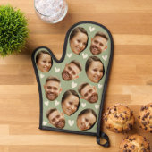 顔パーソナライズされた写真ハートカップルセージグリーン 鍋つかみ (トップダウン)