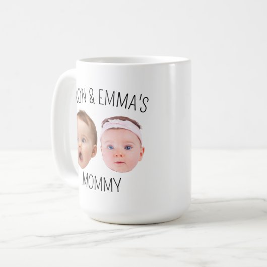 顔パーソナライズされた写真マグカップ、母の日の贈り物 コーヒーマグカップ (正面左)