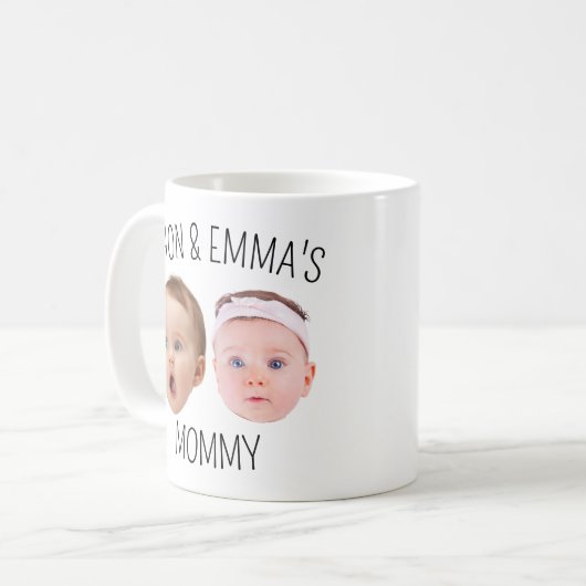 顔パーソナライズされた写真マグカップ、母の日の贈り物 コーヒーマグカップ (正面左)