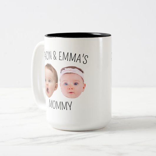 顔パーソナライズされた写真マグカップ、母の日の贈り物 ツートーンマグカップ (正面左)