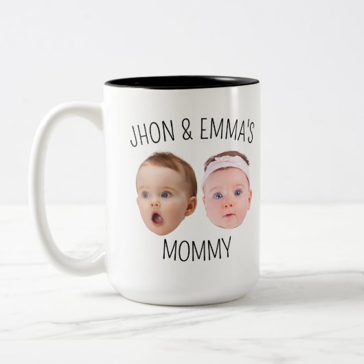 顔パーソナライズされた写真マグカップ、母の日の贈り物 ツートーンマグカップ (左)