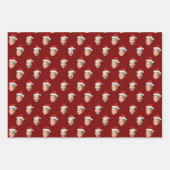 顔パーソナライズされた2フォトサンタハットクリスマスギフト ラッピングペーパーシート (正面)