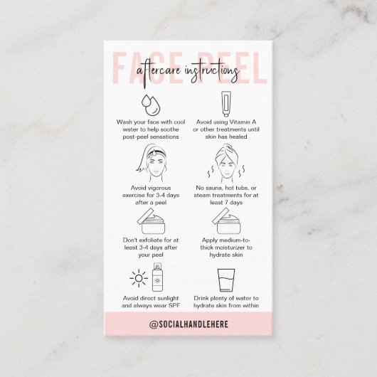 顔ピールアフターケア指示赤面ピンクサロン 名刺 (正面)