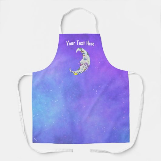 顔ファンシー天紫の空を持つ白い月 エプロン (正面)