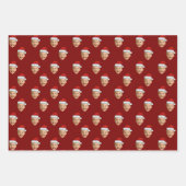 顔ヘッドサンタクロースカスタムハットクリスマスギフト ラッピングペーパーシート (正面2)