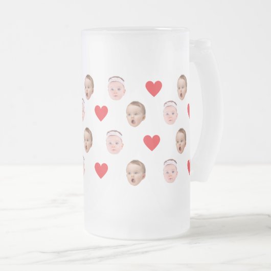 顔マグカスタム、ベビー写真マグ フロストグラスビールジョッキ (正面右)