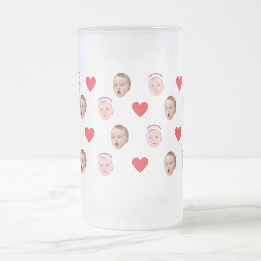 顔マグカスタム、ベビー写真マグ フロストグラスビールジョッキ (中央)