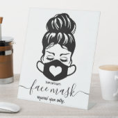 顔マスクが必要なビジネスセーフティの社会的距離 台座サイン (インサイチュ)