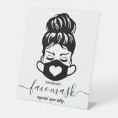 顔マスクが必要なビジネスセーフティの社会的距離 台座サイン (正面)