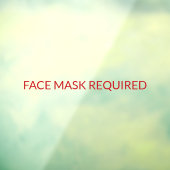 顔マスクが必要な赤エレガントのカスタム文字 ウィンドウサイン (シート3)