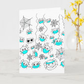 顔マスクのかわいいクモおもしろいが漫画 カード (黄色い花)