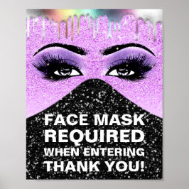 顔マスクの必要Covid Lash Dripsホログラフ ポスター