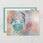 顔マスクの輝くシーン ポストカード (正面/裏面)