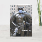 顔マスクを着用した青年像 – NYCカード カード (正面)