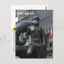 顔マスクを着用する女性 – NYC Vはがき