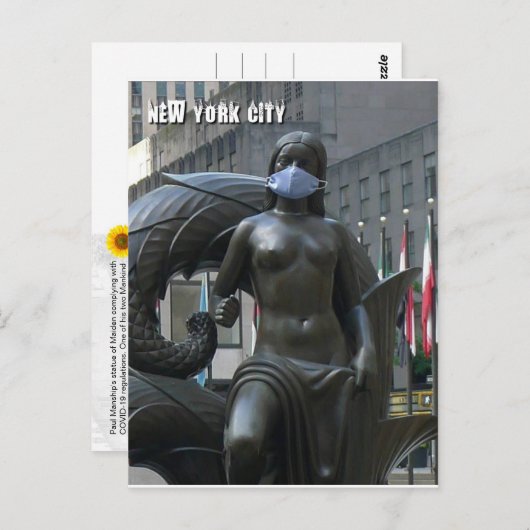 顔マスクを着用する女性 – NYC Vはがき ポストカード (正面/裏面)