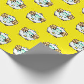 顔マスクイエローラッピング紙付き可愛い羊 ラッピングペーパー (角)
