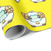 顔マスクイエローラッピング紙付き可愛い羊 ラッピングペーパー (ロールコーナー)