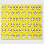 顔マスクイエローラッピング紙付き可愛い羊 ラッピングペーパー (フラット)