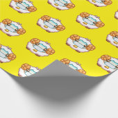 顔マスクイエローラッピング紙付き可愛い羊 ラッピングペーパー (角)