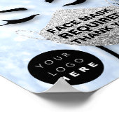 顔マスクカバー必要なCovidロゴカスタムブルー ポスター (角)