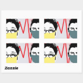 顔マスクコロナウイルス認識度シール 長方形シール (シート)