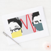 顔マスクコロナウイルス認識度シール 長方形シール (封筒)