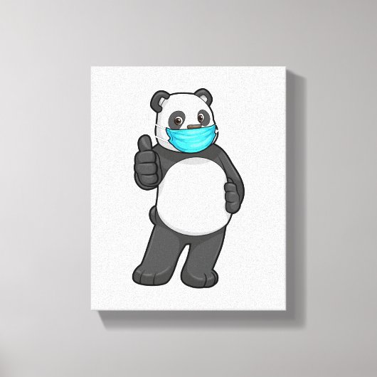 顔マスク付きパンダ キャンバスプリント (正面)