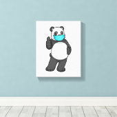 顔マスク付きパンダ キャンバスプリント (インサイチュ (ウッドフロア))