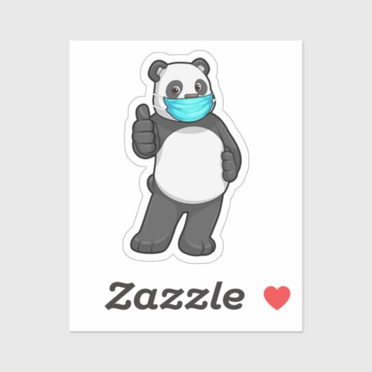 顔マスク付きパンダ シール (シート)