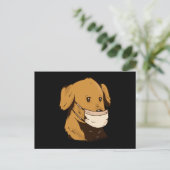 顔マスク付き犬 ポストカード (スタンド正面)
