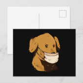 顔マスク付き犬 ポストカード (正面/裏面)