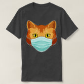顔マスク付猫 Tシャツ (デザイン正面)