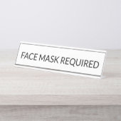 顔マスク必須の白黒エレガント デスクネームプレート (正面)