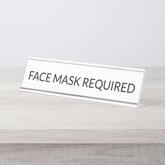 顔マスク必須の白黒エレガント デスクネームプレート (正面)