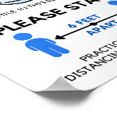 顔マスク必須ポスター、6フィート遠くに ポスター (角)