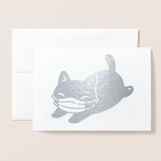 顔マスク箔カード付き可愛猫 箔カード (封筒付き正面)