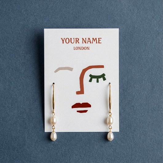 顔モダンイラストレーションイヤリング表示カード