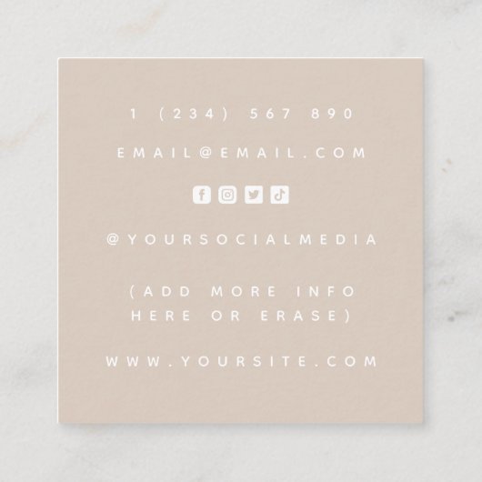 顔ヨガインストラクターライン描ボホガールフェミニンガール スクエア名刺 (裏面)