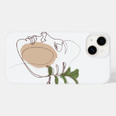 顔ラインアート抽象芸術芸術作品 Case-Mate iPhoneケース (裏面 (横))
