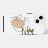 顔ラインアート抽象芸術芸術作品 iPhoneケース (裏面横)