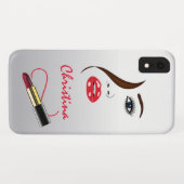 顔リップスティックキス鏡メイクアップアーティストファッション Case-Mate iPhoneケース (裏面(横))