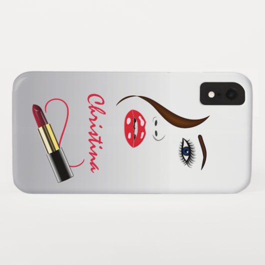 顔リップスティックキス鏡メイクアップアーティストファッション Case-Mate iPhoneケース (裏面(横))