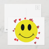 顔付赤いハート ポストカード (正面/裏面)