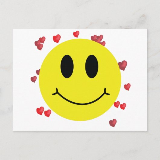 顔付赤いハート ポストカード (正面)