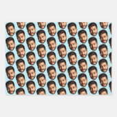 顔写真おもしろいパターンの追加パーソナライズされた ラッピングペーパーシート (正面3)
