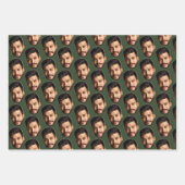 顔写真おもしろいパターンの追加パーソナライズされた ラッピングペーパーシート (正面2)