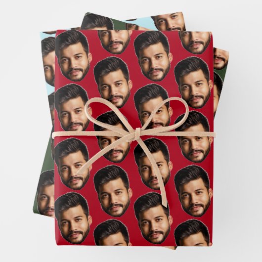 顔写真おもしろいパターンの追加パーソナライズされた ラッピングペーパーシート (インサイチュ)